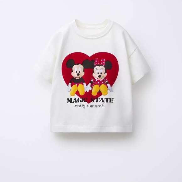 Zara Other - Zara White Tee with Mickey & Minnie Red Heart